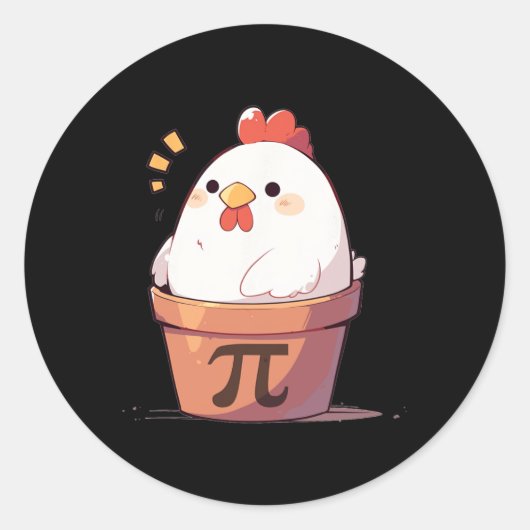 Sticker Rond Poulet Pot Pi Jour Hommes Femmes Enfants Math Ense (Devant)