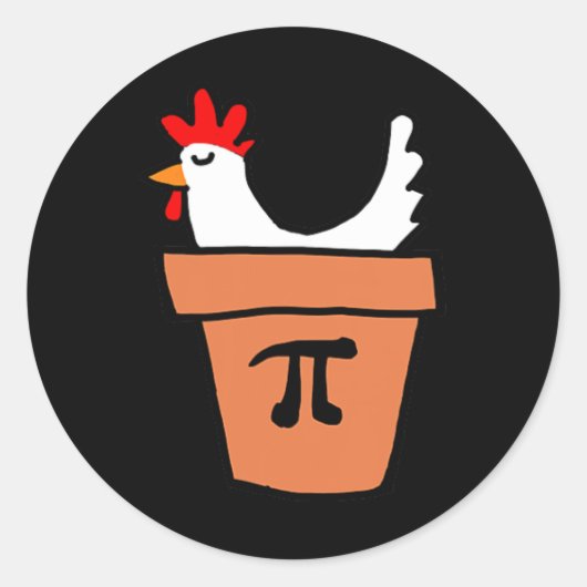 Sticker Rond Poulet Pot Pie Drôle Math Amant Pun Pi Day Étudian (Devant)