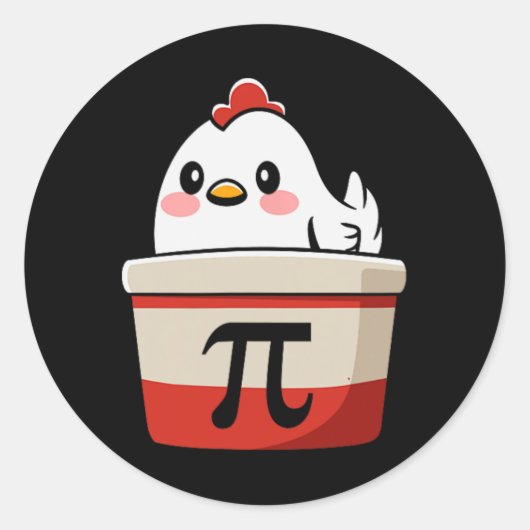Sticker Rond Poulet Pot Pie Drôle Math Amant Pun Pi Day Étudian (Devant)