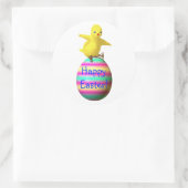 Sticker Rond Poulet sur oeuf de Pâques (Sac)