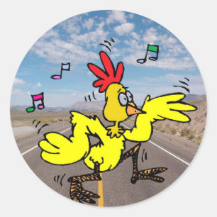 Sticker Rond Poulet Traversant La Route