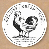 Sticker Rond Poulets de la ferme de carton d'oeufs frais