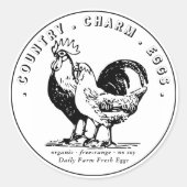 Sticker Rond Poulets de la ferme de carton d'oeufs frais (Devant)