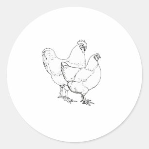 Sticker Rond Poulets de race d'héritage - coq et poule