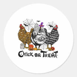 Sticker Rond Poulets D'Halloween Ou Treat Pum De Saison Éffraya