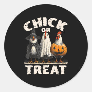 Sticker Rond Poulets Drôle Ou Traiter Les Poulets Fantôme Gitch
