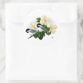 Sticker Rond Poulets et fleurs de Dogwood (Sac)