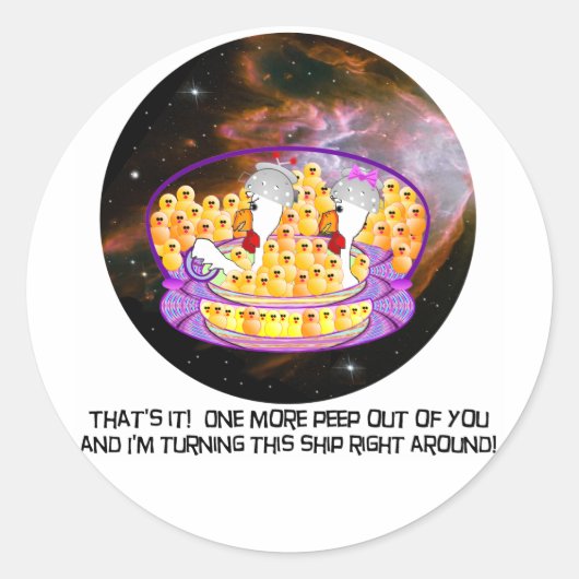 Sticker Rond Poulets spatiaux (Devant)