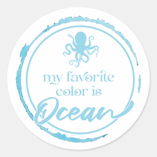 Sticker Rond Poulpe Bleu Côtier (Devant)