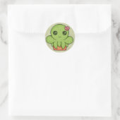 Sticker Rond Poulpe de cactus de Kawaii (Sac)