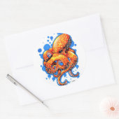 Sticker Rond poulpe orange (Enveloppe)