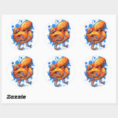 Sticker Rond poulpe orange (Feuille)