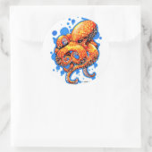 Sticker Rond poulpe orange (Sac)