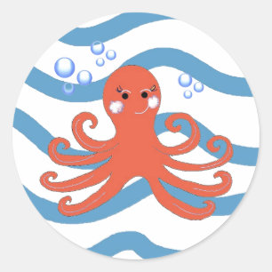 Sticker Rond Poulpe sous-marin