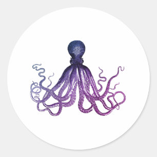 Sticker Rond Poulpe vintage de la vie marine