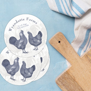 Sticker Rond Poultry Farm Wyandotte Chickens Fresh Eggs