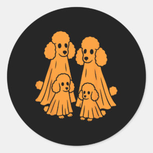 Sticker Rond Poumon Halloween Poodle Fantôme Famille Drôle Chie