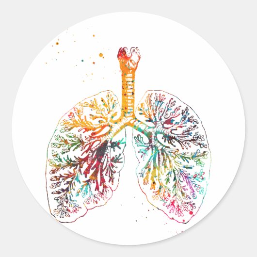 Sticker Rond Poumons anatomiques (Devant)