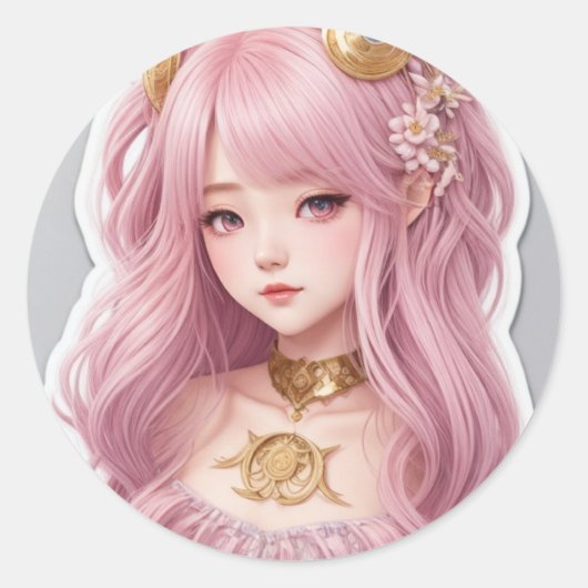 Sticker Rond poupée barbie (Devant)