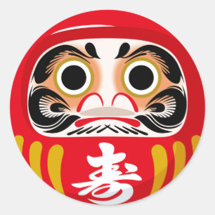 Sticker Rond Poupée Daruma (charme traditionnel japonais de bon