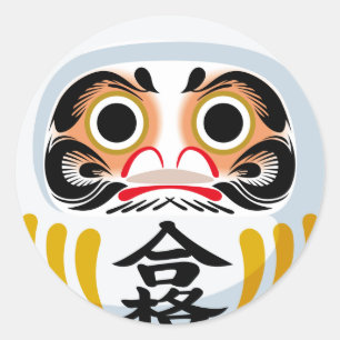 Sticker Rond Poupée Daruma (charme traditionnel japonais de bon