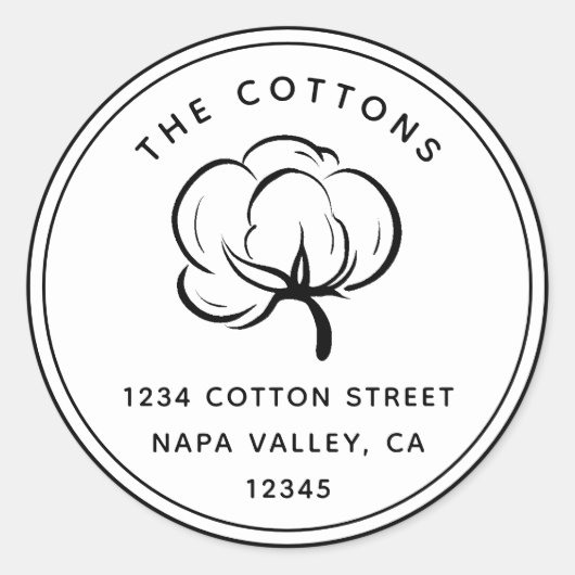 Sticker Rond Poupée de coton floral | Adresse de retour (Devant)