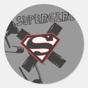 Sticker Rond Poupées de sécurité noire Supergirl