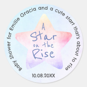 Sticker rond pour Baby shower Étoile montante
