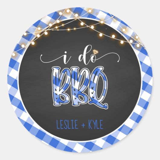 Sticker rond pour barbecue - En vichy bleu - Perso (Devant)