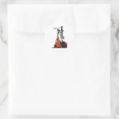 Sticker Rond Pour ça drôle - Sorcière brûle dans les flammes Fi (Sac)
