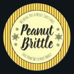 Sticker Rond Pour Christmas Peanut Brittle<br><div class="desc">Cet autocollant est un étiquette à placer sur l'emballage de votre célèbre beigne d'arachide que tout le monde attend avec impatience à Noël.</div>