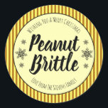 Sticker Rond Pour Christmas Peanut Brittle<br><div class="desc">Cet autocollant est un étiquette à placer sur l'emballage de votre célèbre beigne d'arachide que tout le monde attend avec impatience à Noël.</div>