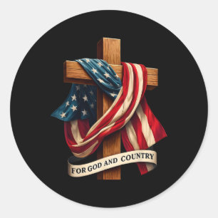 Sticker Rond Pour Dieu et la Croix du pays Christian Patriotiqu