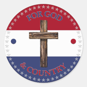 Sticker Rond Pour Dieu et le pays avec Croix