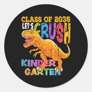 Sticker Rond Pour Écraser La Maternelle 2036 Dinosaure Retour À
