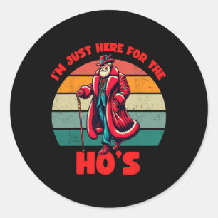 Sticker Rond Pour Hos Inapproprié Père Noël Xmas Naughty List