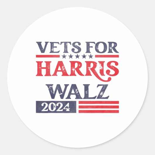 Sticker Rond Pour Kamala Harris Tim Walz Anciens Combattants Po (Devant)