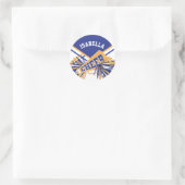 Sticker Rond Pour les Chevaliers - Blanc, Bleu et Or (Sac)