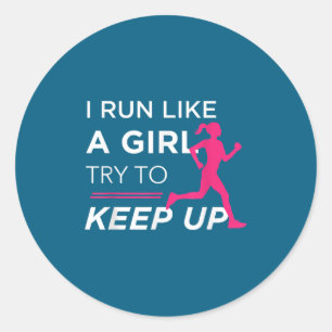 Sticker Rond Pour les coureuses - Je cours comme une fille essa