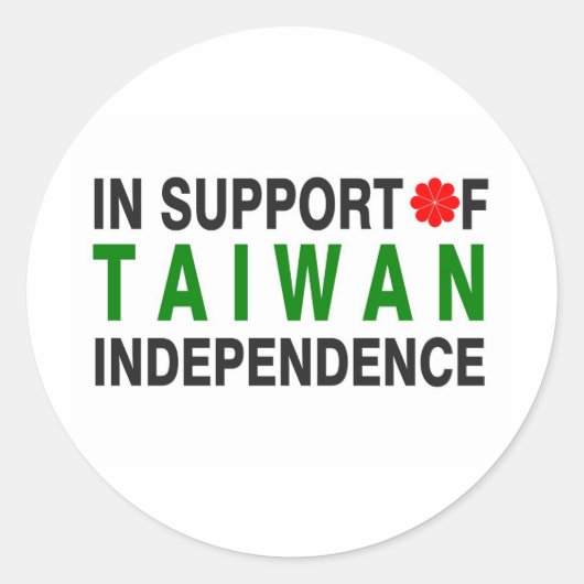 Sticker Rond Pour l'indépendance de Taïwan (Devant)