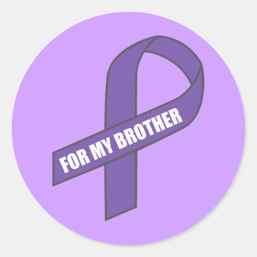 Sticker Rond Pour mon frère (ruban pourpre) (Devant)