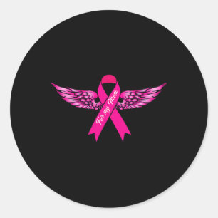 Sticker Rond Pour My Mama Pink Wing Cool Breast Cancer Awarenes