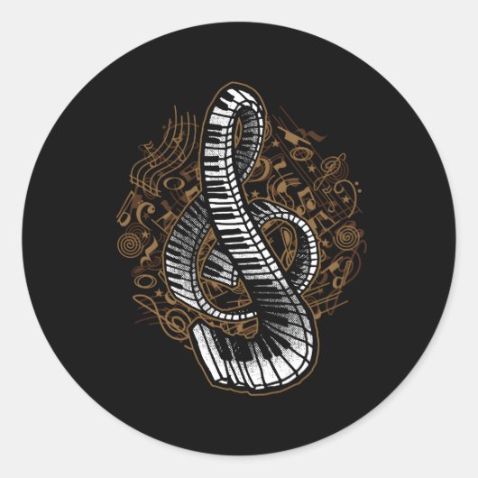 Sticker Rond Pour Pianiste Piano (Devant)