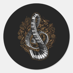Sticker Rond Pour Pianiste Piano