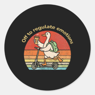 Sticker Rond Pour réguler les émotions drôle d'oie santé mental