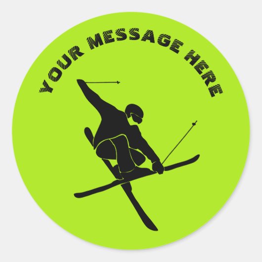 Sticker Rond Pour skers, Skis Trick Graphic Lime Green (Devant)