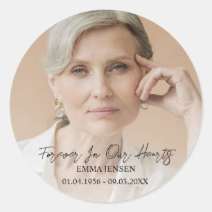 Sticker Rond Pour toujours dans nos coeurs Photo Funérailles