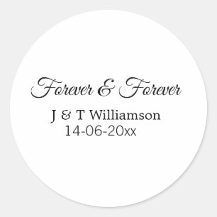 Sticker Rond Pour toujours & toujours ajouter nom de couple dat