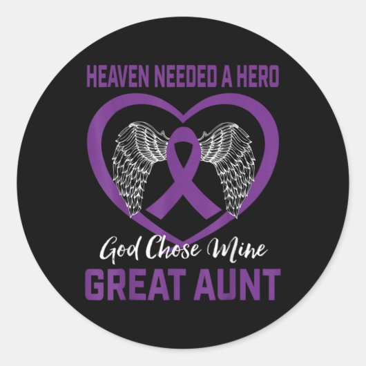 Sticker Rond Pourpre En Mémoire De La Grande Tante Cancer Pancr (Devant)