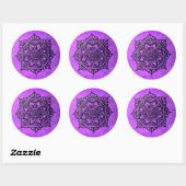 Sticker rond pourpre Mandala (Feuille)